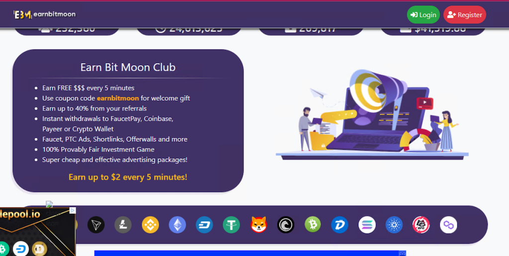 earn bit moon club - one of the best high paying bitcoin faucet
